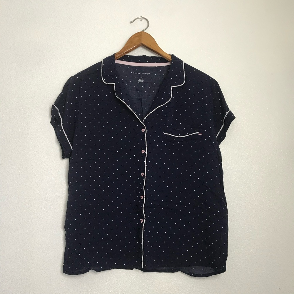 Tommy Hilfiger navy polka dot top